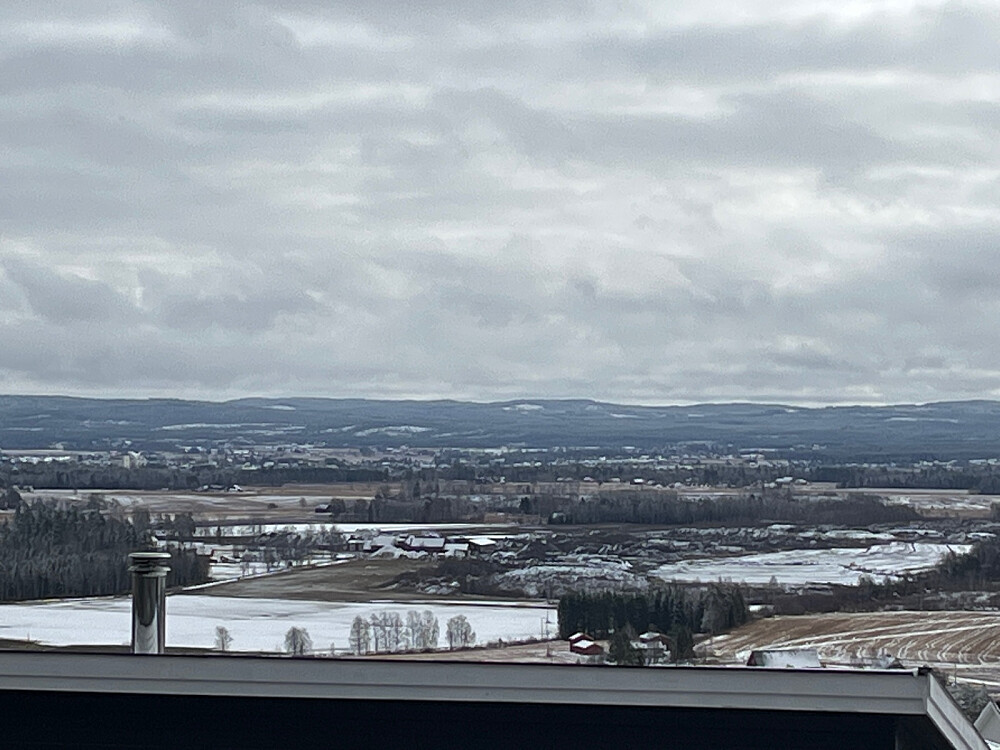 Årnes i midten med kornsiloen godt synlig. Tomteråsen til høyre