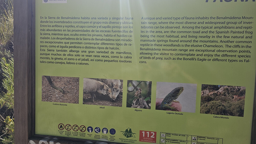 Tavler ved stistart med litt info om dyreliv og geologi