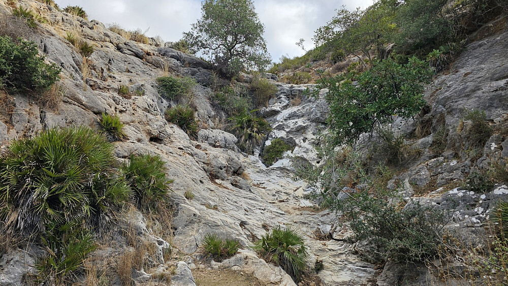 At jeg havnet i bekkedalen gjorde turen mye flottere og det ble enkel klyving opp noen partier