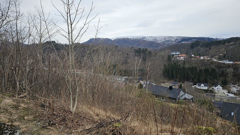 Litt utsikt var det. Her med utsikt til dagens forrige topp, Dyngelandåsen, litt til venstre bak krattet
