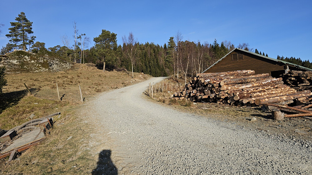 Når jeg kom opp til et anlegg for vedproduksjon tok jeg opp til venstre og fortsatte deretter forbi er fjøs