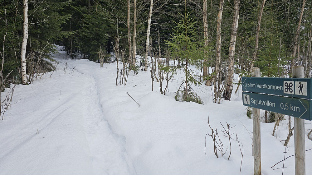 Det var tråkket opp her med truger her tidligere i vinter så det var greit å gå