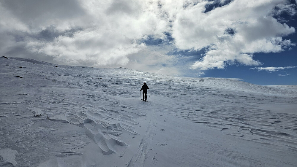 På fjellet var snøen tørr og fast så da ble det lettere å gå