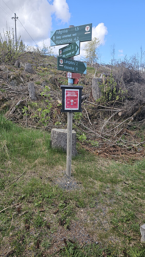 Skilt i veikrysset der jeg tok av den gamle Kongsvegen