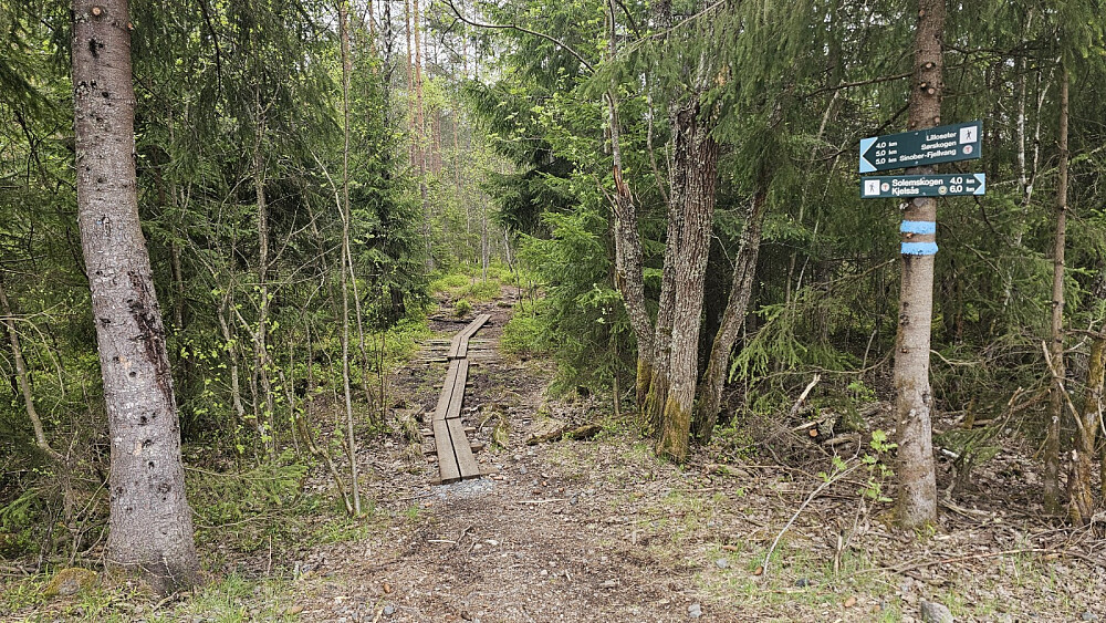 Merket og skiltet sti på mesteparten av turen
