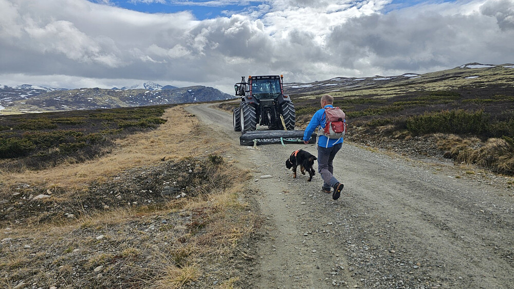 Drøye 2 kilometere før Smukksjøseter var veien sperret av en traktor så vi måtte ta beina fatt litt tidligere enn det vi hadde planlagt
