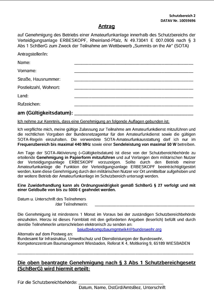 Radio Permission to operate at Summit.