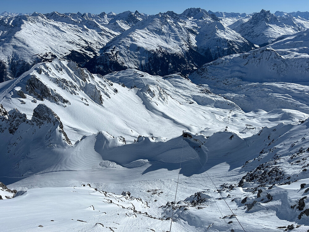 Utsikt fra Valluga på 2809 moh.