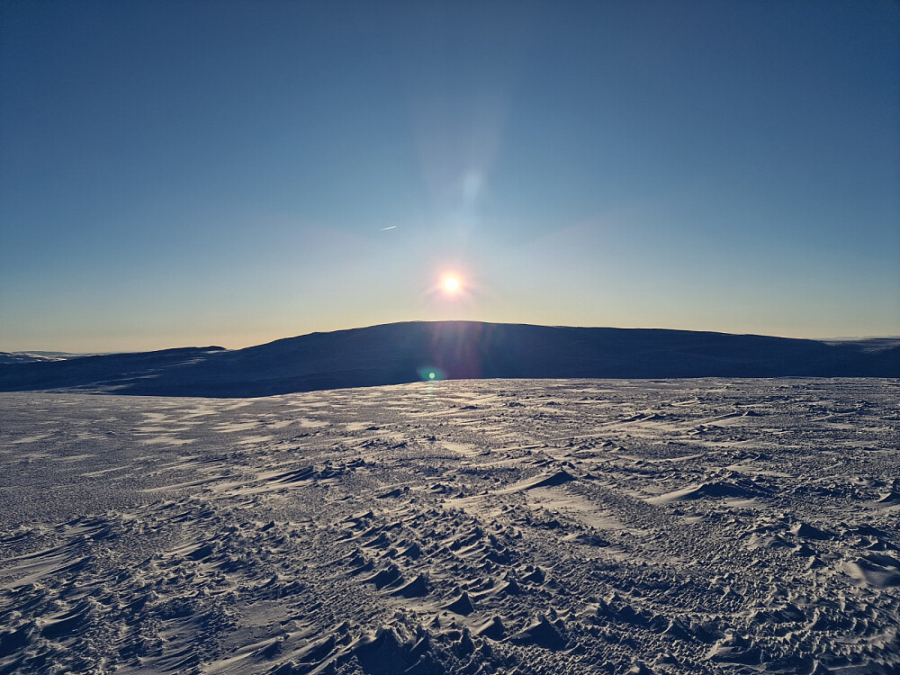 Snart solnedgang over Eldåhøgda, sett fra Måsåfjellet