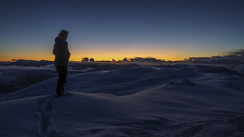 På Røddalshorn, klar for nedkjøring
