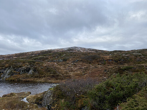 Bilde #7: Utsikt mot Frænaverden [589 m.o.h.] fra mellom Audunstjørnan [452/454 m.o.h.].