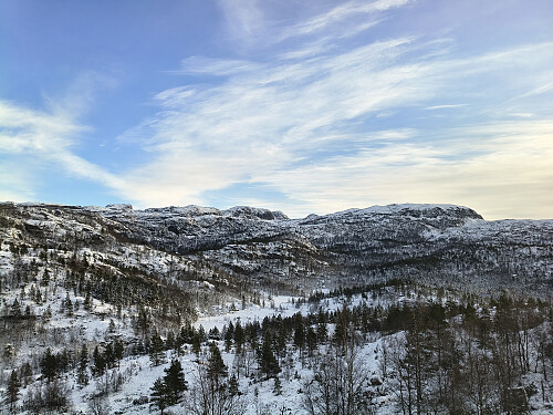 Utsyn mot den høgaste knuten i området Brendeknuten, 815 moh.