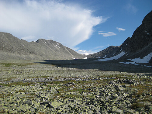 Goldt og steinete landskap i Langholet