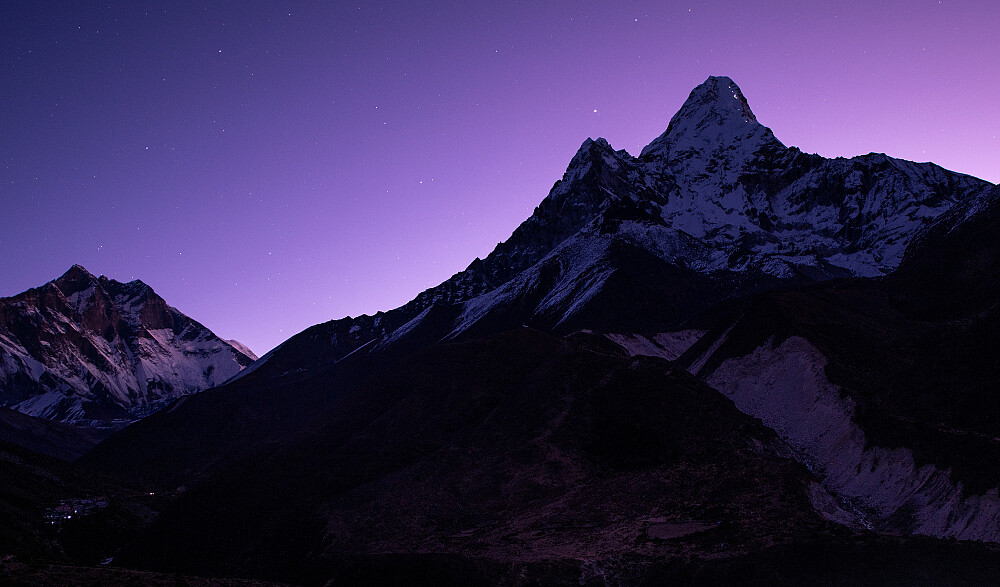 Kveldsbilde av Ama Dablam sett fra Pangboche