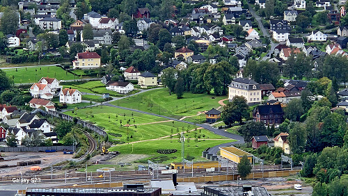 Drammens nyeste park ved Smith Strøm gården, sett fra Spiraltoppen
