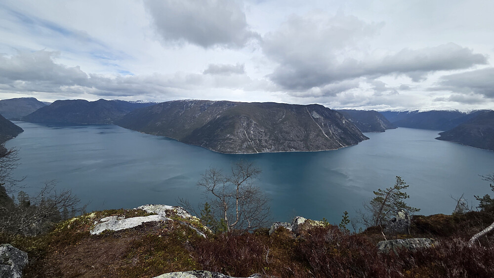 Lustrafjorden og Årdalsfjorden. Vidvinkel 0.6.