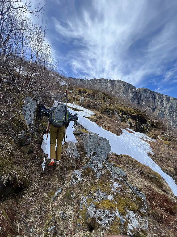 I øvre del av bakkene.