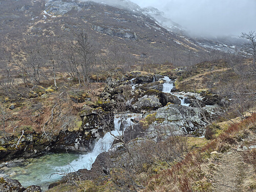 Flott å gå langs elva. God sti. 