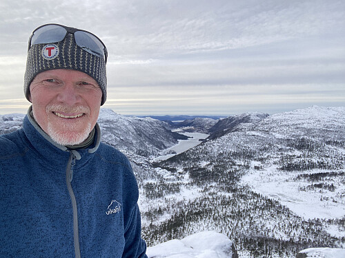For tiande gang på Krunefjell! Me ser Liarvatnet og Tysdalsheia i bakgrunnen