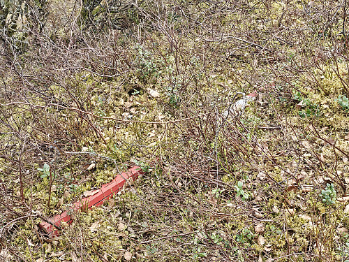 på toppen trig.p. med stolpe og strenger på bakken