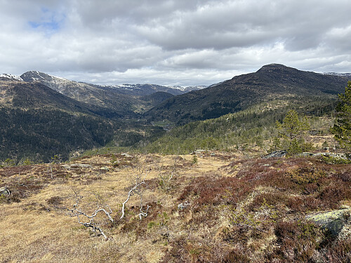 Utsikt nordøstover mot Øvstedalen og med Hattekinni til høyre.