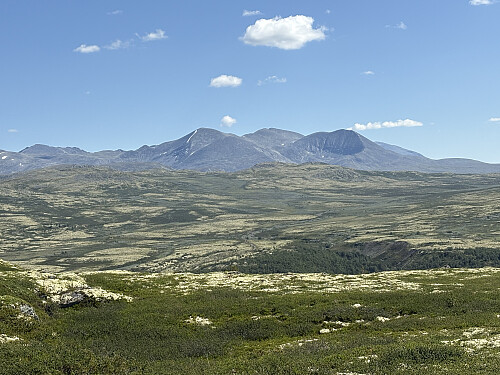 Utsikt mot Rondane. Bråkdalsbelgen og Ljosåbelgen midt i bildet.