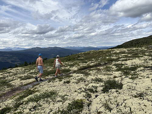 Stien følger langs kanten ut mot Heidal store deler av ruta