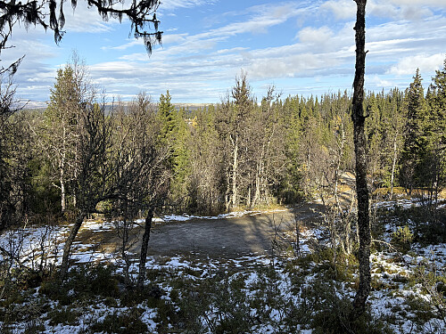 Snuplassen i enden av veien sett fra stien