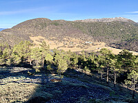 Utsikt mot Bjordal. Ulserhaug i bakgrunnen.