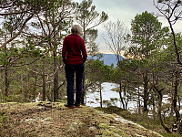 Toppen med trig-punkt og litt utsikt mot Tveitaråheia.