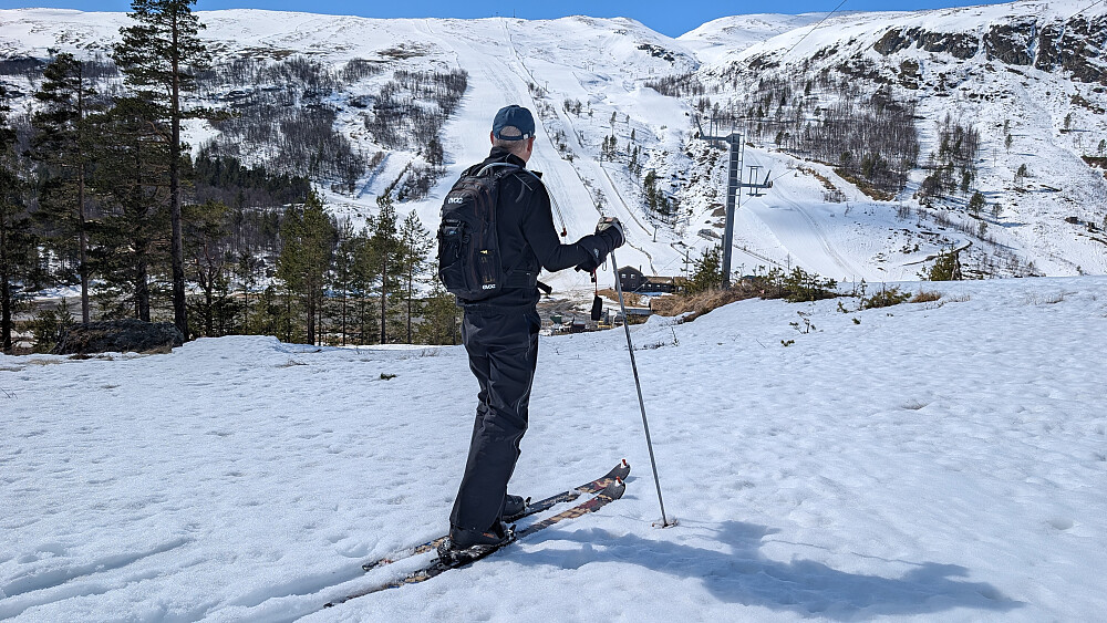 Vi gikk ikke opp bakken, men traktorvei som gikk til høyre for bakken 