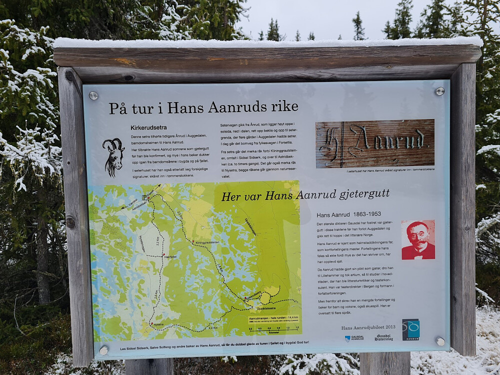 Hans Aanrud - info ved Kirkerudsetra, som var seter til Aanrud da Hans Aanrud vokste opp