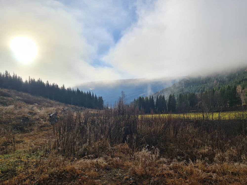 Litt tåkeskyer da jeg startet å gå
