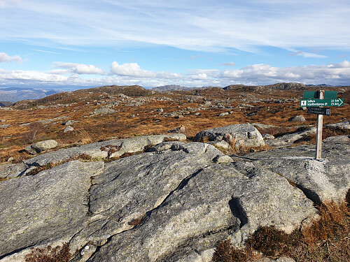 Fulgte merka sti austover mot Akslifjellet t.v.