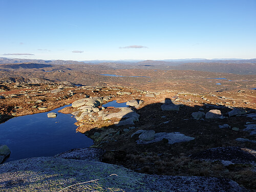 Nordaustover mot Gaustatoppen som ses i det fjerne med Veggine og Mælefjell t.h.