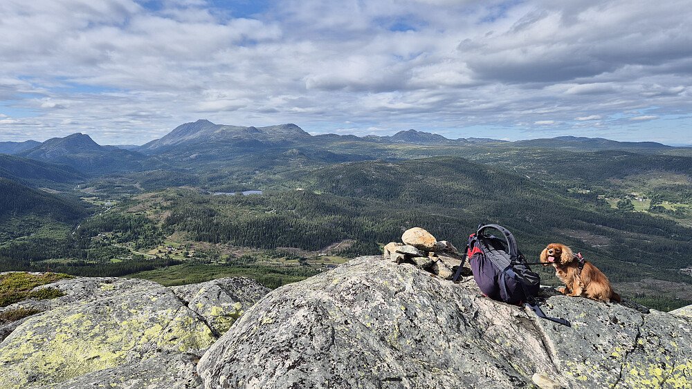 På toppen av Kyrkjefjell (1008). Høyest i bakgrunnen er Gaustatoppen (1883).
