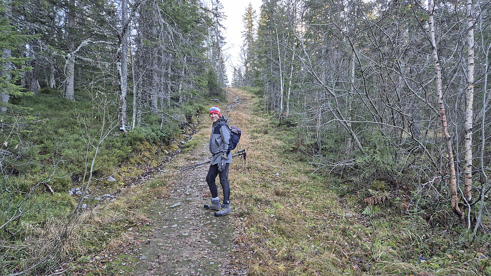 Helt nederst, like ved parkeringen, var stien bred og tydelig.
