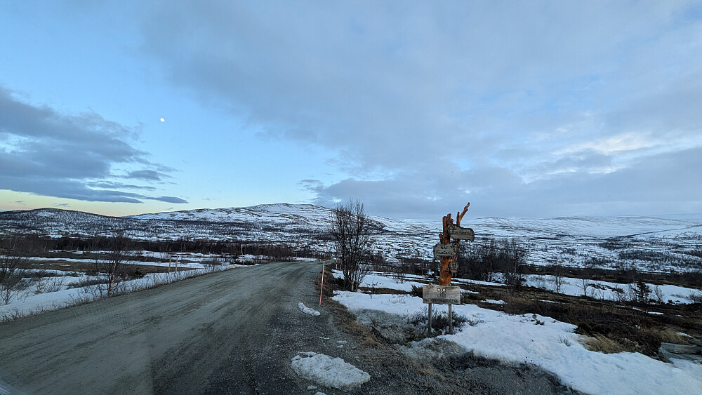 Kjørte videre opp mot Hjerkinn, men trasig lite snø i sør og vestvendte sider