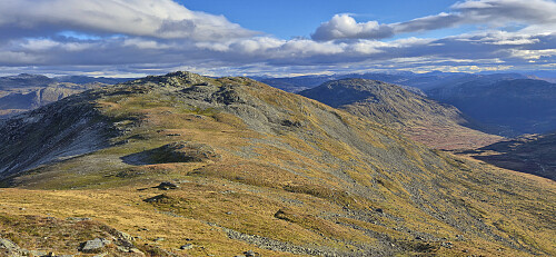 Øyastølsfjellet and Vetlafjellet from the descent to Tverraldskaret