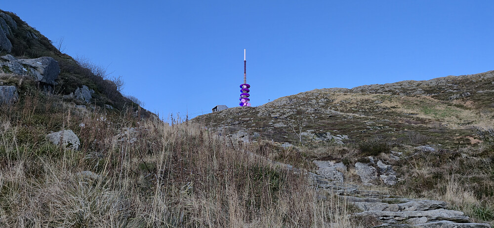 Looking back up at the antenna at Ulriken from the descent