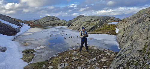 Endre of course could not resist throwing some rocks to test the ice :)