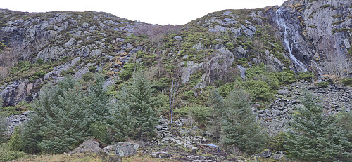 Looking back at the steep descent