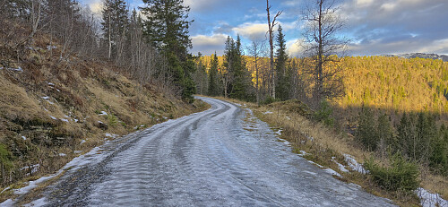 The gravel road turned very icy towards the end