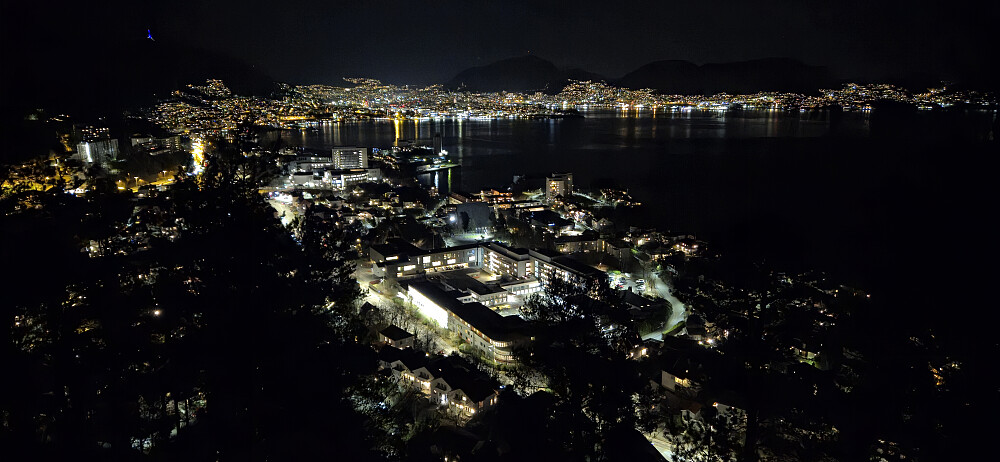 Bergen city center from the trig marker at Furukammen