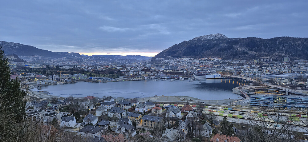 Store Lungegårdsvannet from Fjellveien with Løvstakken to the right