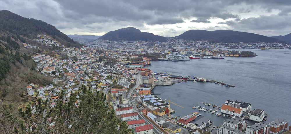 Bergen city center from east of Sandviksbatteriet