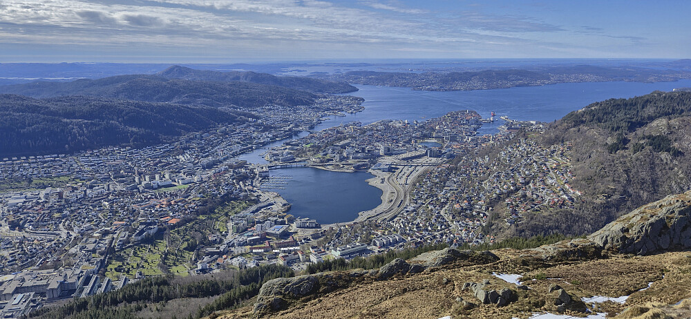 Bergen city center from Ulriken Vest