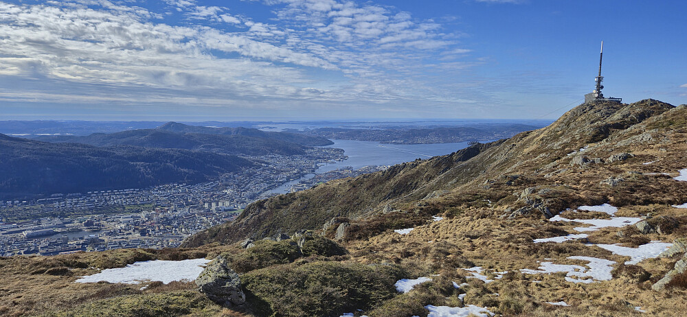 Looking back at Ulriken Vest from the descent