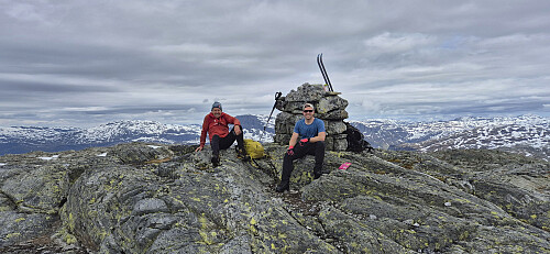 Petter and Endre at the Kyrelvfjellet summit cairn