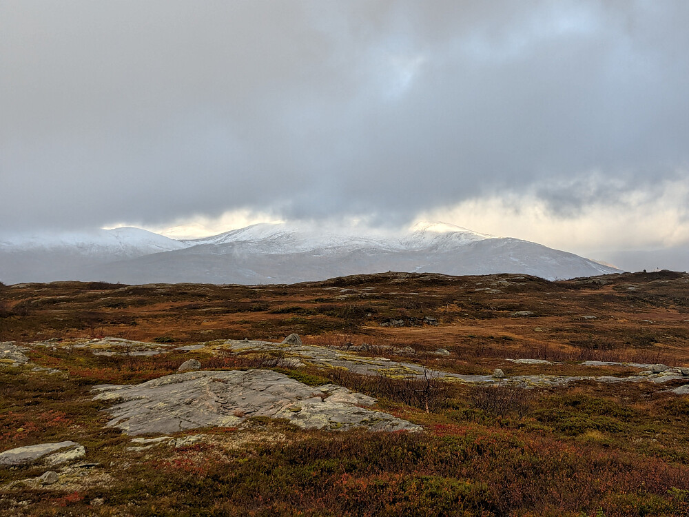 Snø i vestfjella på Namsskogan mot Båtfjellet 1117 moh